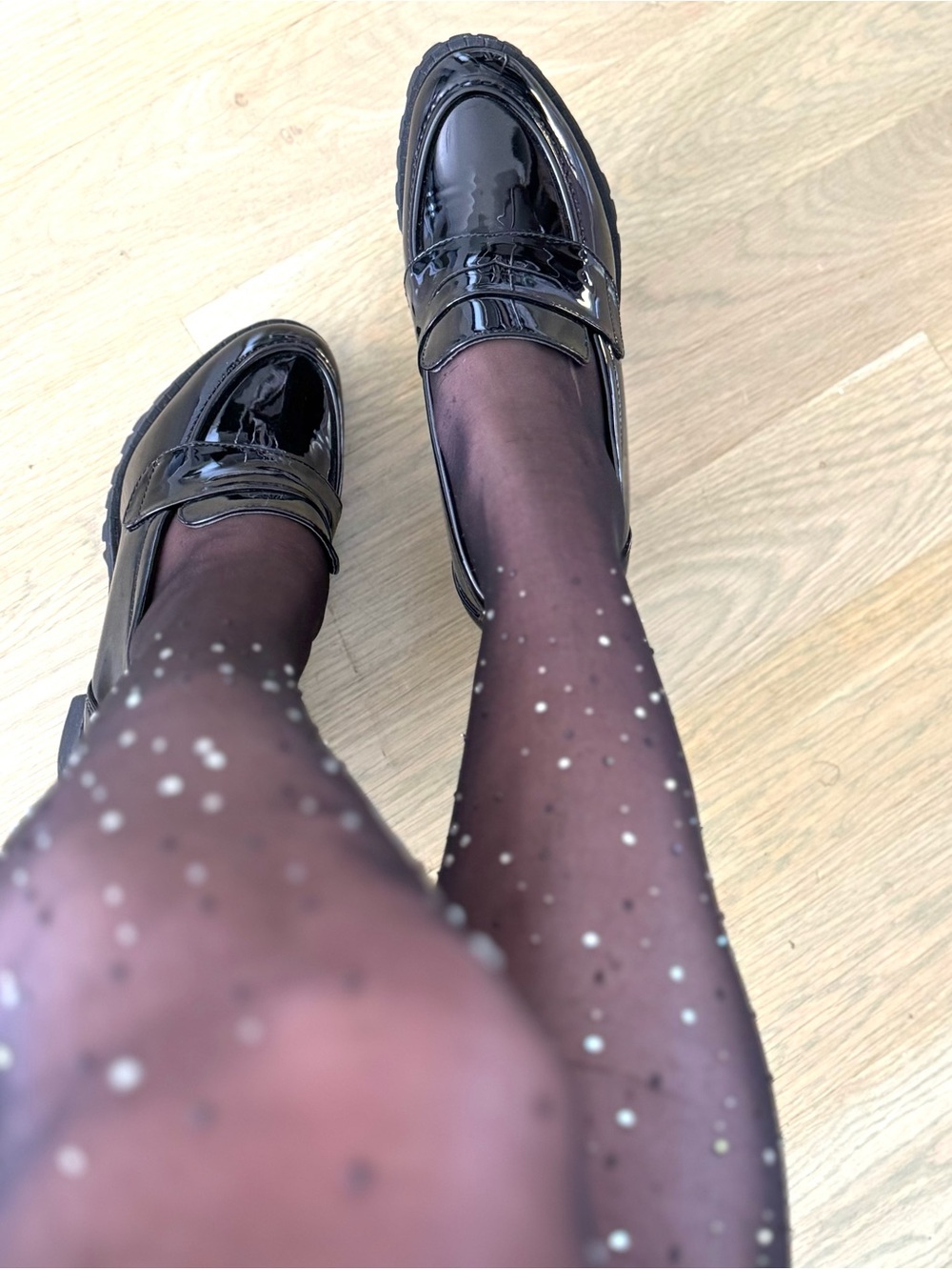 Black Patent Chunky-Heel Loafers for Women - Picture 3 of 10